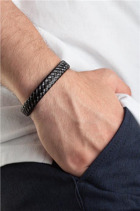 Suni Deri 12mm Erkeke Bilekliği