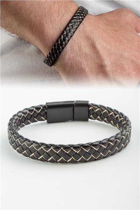 Suni Deri 12mm Kahverengi Erkeke Bilekliği