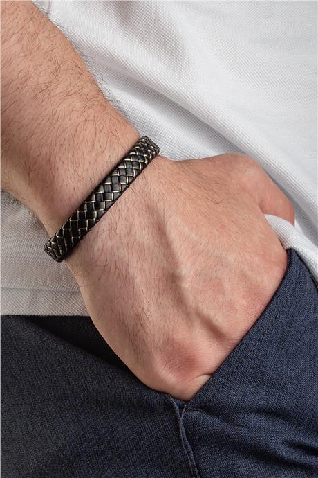 Suni Deri 12mm Kahverengi Erkeke Bilekliği