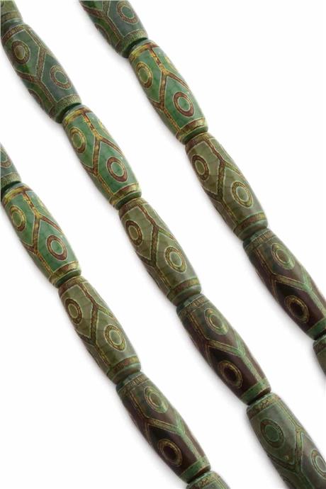 Tibet Akik Taşı Boru Kesim 14x40mm Doğal Taş Dizi