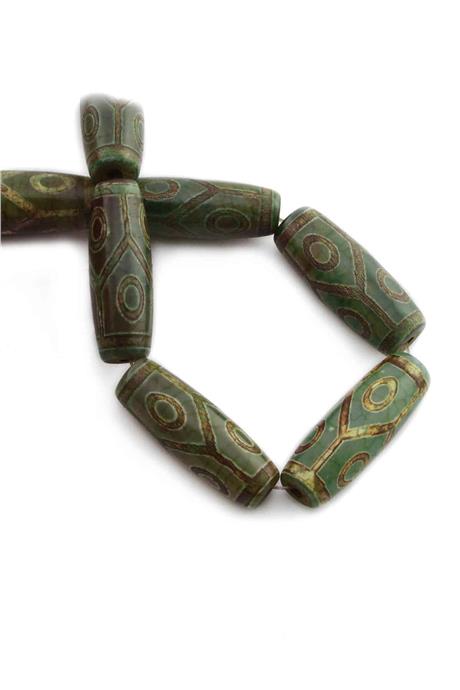 Tibet Akik Taşı Boru Kesim 14x40mm Doğal Taş Dizi