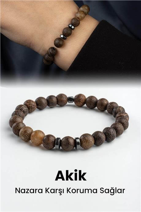 Tibet Akik Doğal Taş Küre Kesim 8mm Bileklik