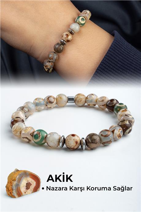 Tibet Akik Doğal Taş Küre Kesim 8mm Bileklik