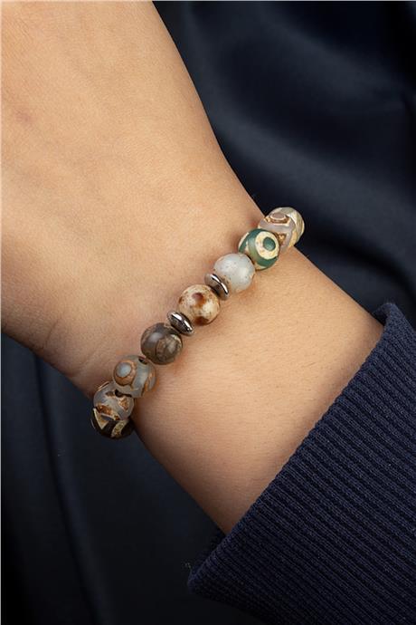 Tibet Akik Doğal Taş Küre Kesim 8mm Bileklik