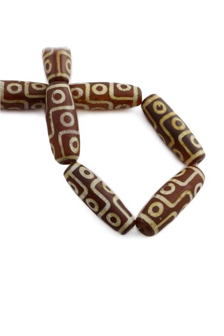 Tibet Akik Taşı Silindir Kesim Mat Kahverengi 14x40mm Doğal Taş Dizi