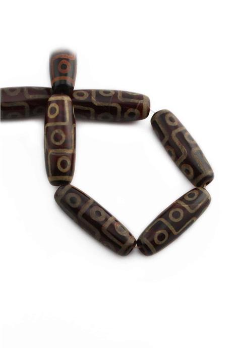 Tibet Akik Taşı Silindir Kesim Parlak Kahverengi 14x40mm Doğal Taş Dizi