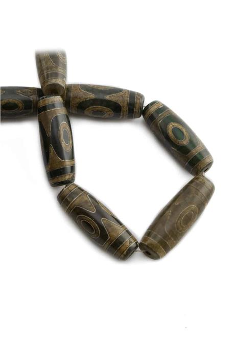 Tibet Akik Taşı Silindir Kesim Parlak Yeşil 14x40mm Doğal Taş Dizi