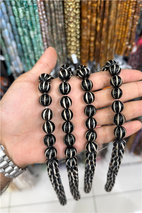 Tibet Akik Taşı Küre Kesim 14mm Dizi