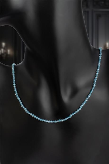 Topaz Doğal Taş Mavi Küre Faset Kesim 3mm Kolye