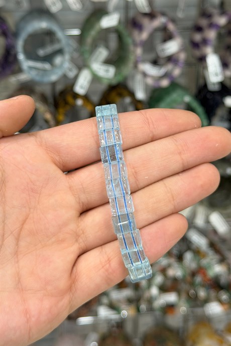 Topaz Taşı Kare Kesim Doğal Taş Bileklikler [AA]
