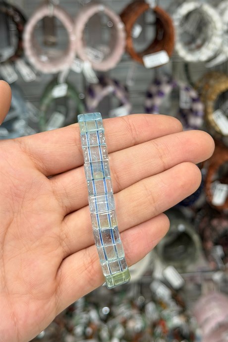 Topaz Taşı Kare Kesim Doğal Taş Bileklikler [AA]