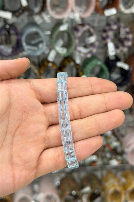 Topaz Taşı Kare Kesim Doğal Taş Bileklikler [AA]