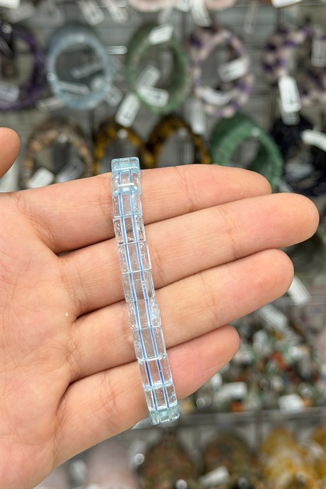 Topaz Taşı Kare Kesim Doğal Taş Bileklikler [AA]