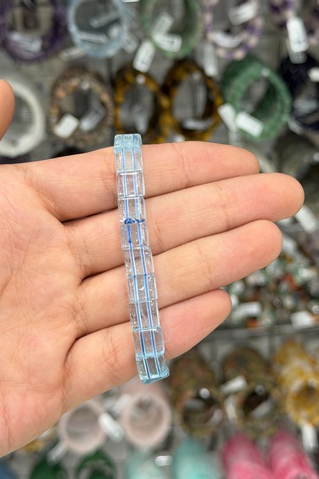 Topaz Taşı Kare Kesim Doğal Taş Bileklikler [AA]
