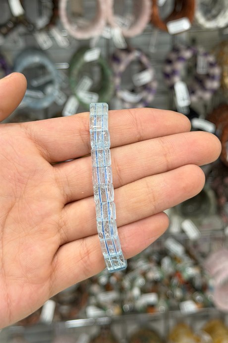 Topaz Taşı Kare Kesim Doğal Taş Bileklikler [AA]