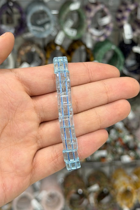 Topaz Taşı Kare Kesim Doğal Taş Bileklikler [AA]