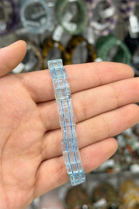 Topaz Taşı Kare Kesim Doğal Taş Bileklikler [AA]
