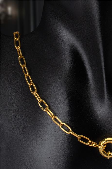 Turkuaz Doğal Kırık Taş Gemici Dümeni Kapamalı Kolye