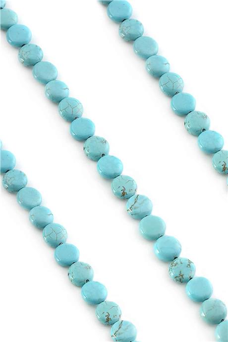 Turkuaz Doğal Taş Parlak Mavi Daire Kesim 8mm Dizi [AB]