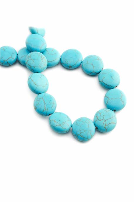 Sıkma Turkuaz Taşı Oval Kesim 16mm Mavi Dizi