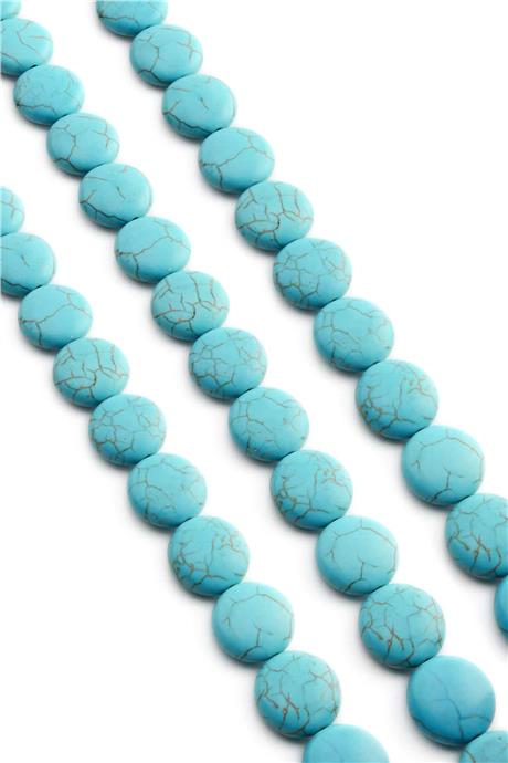 Sıkma Turkuaz Taşı Oval Kesim 16mm Mavi Dizi