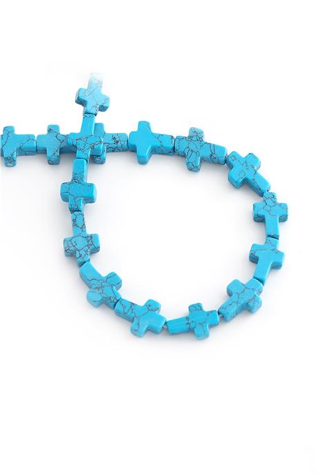 Turkuaz Doğal Taş Parlak Mavi Haç Kesim 12x16mm Dizi [AA]