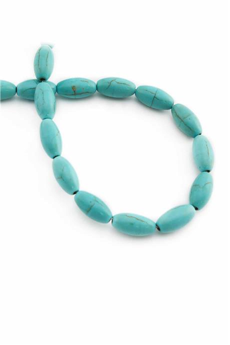 Sıkma Turkuaz Taşı Arpa Kesim 6x12mm Mavi Dizi