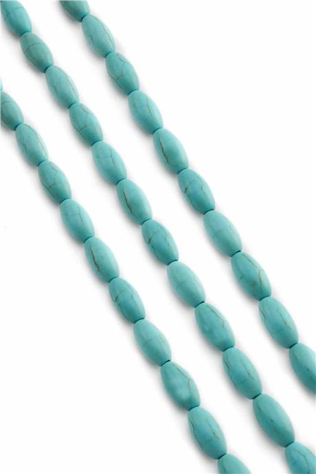 Sıkma Turkuaz Taşı Arpa Kesim 6x12mm Mavi Dizi