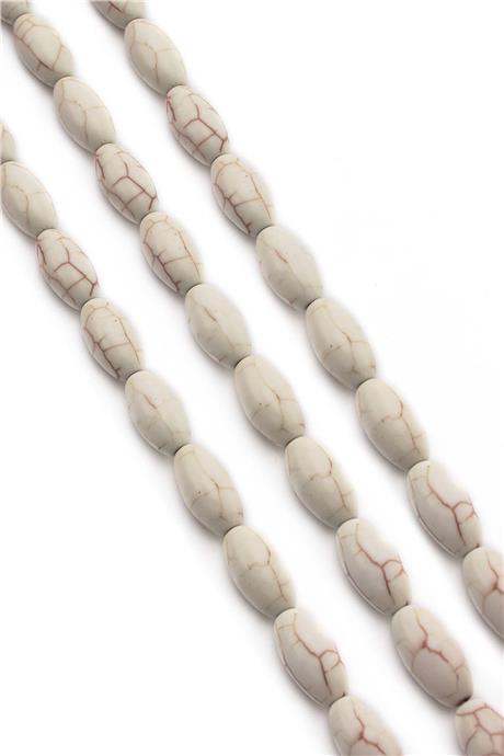 Turkuaz Sıkma Arpa Kesim Beyaz 8mm Dizi