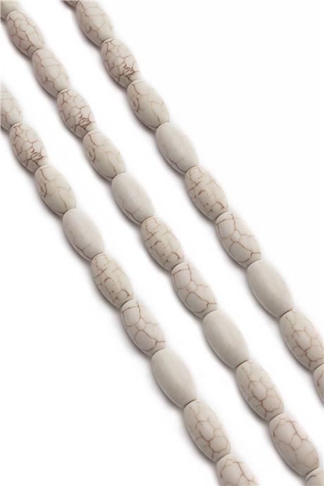 Sıkma Turkuaz Arpa Kesim Beyaz 8mm Doğal Taş Dizi