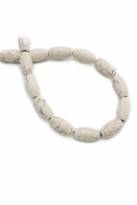 Sıkma Turkuaz Arpa Kesim Beyaz 8mm Doğal Taş Dizi