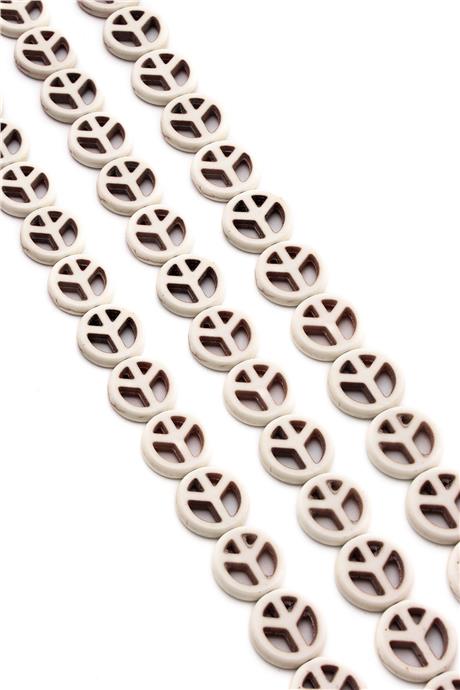 Turkuaz Taşı Barış Kesim Parlak Beyaz 15x4mm Doğal Taş Dizi [B+]