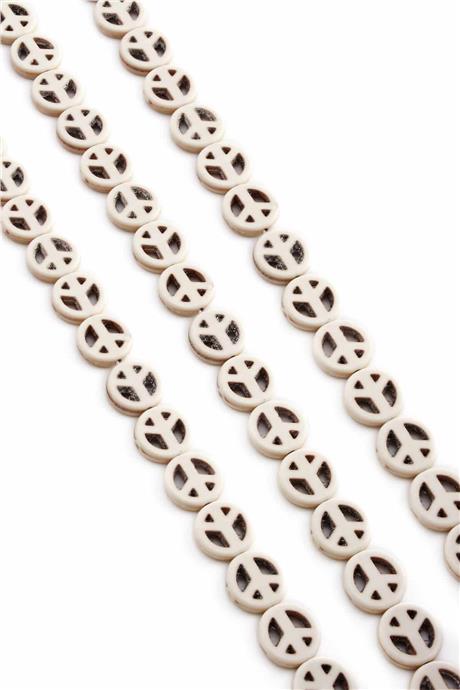 Turkuaz Taşı Barış Kesim Parlak Beyaz 12x3mm Doğal Taş Dizi [B+]