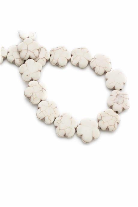 Sıkma Turkuaz Çiçek Kesim Beyaz 15x5mm Doğal Taş Dizi