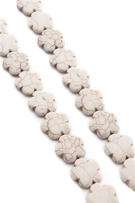 Sıkma Turkuaz Taşı Çiçek Kesim 20x6mm Beyaz Dizi