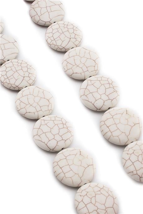 Sıkma Turkuaz Taşı Daire Kesim 30x9mm Beyaz Dizi