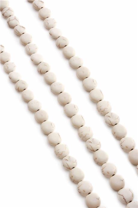 Sıkma Turkuaz Daire Kesim Beyaz 10x5mm Doğal Taş Dizi