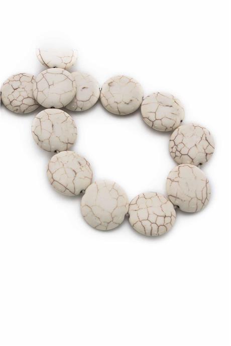 Turquoise Squeezing Natural Stone White Circle Cut 20x6mm String Of Beads