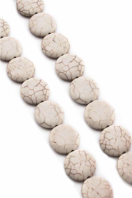 Turquoise Squeezing Natural Stone White Circle Cut 20x6mm String Of Beads