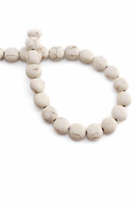 Sıkma Turkuaz Daire Kesim Beyaz 10x5mm Doğal Taş Dizi