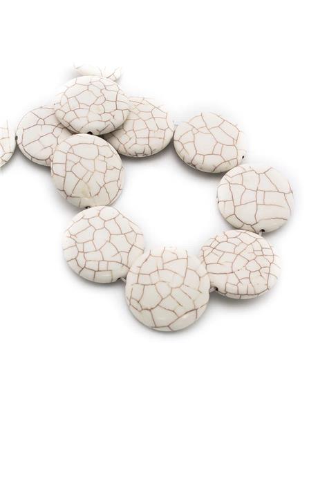 Sıkma Turkuaz Taşı Daire Kesim 30x9mm Beyaz Dizi