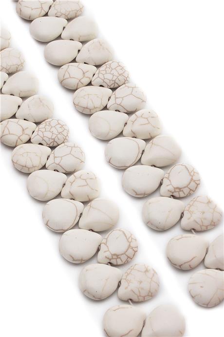 Sıkma Turkuaz Taşı Kesim Beyaz 19x14mm Beyaz Dizi