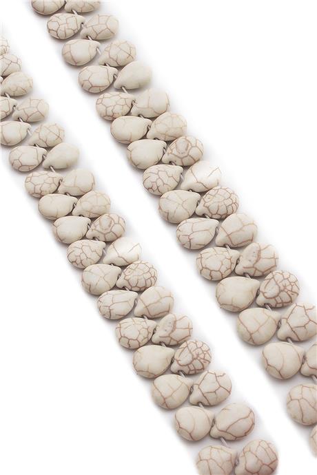 Sıkma Turkuaz Taşı Damla Kesim 16x12mm Beyaz Dizi