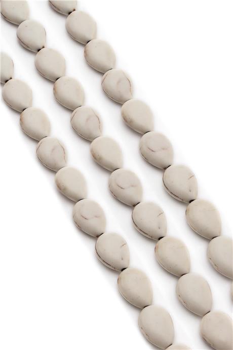 Sıkma Turkuaz Taşı Damla Kesim 10x14mm Beyaz Dizi