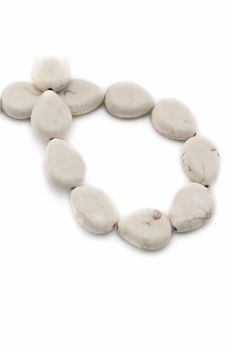 Sıkma Turkuaz Taşı Damla Kesim 15x19mm Beyaz Dizi