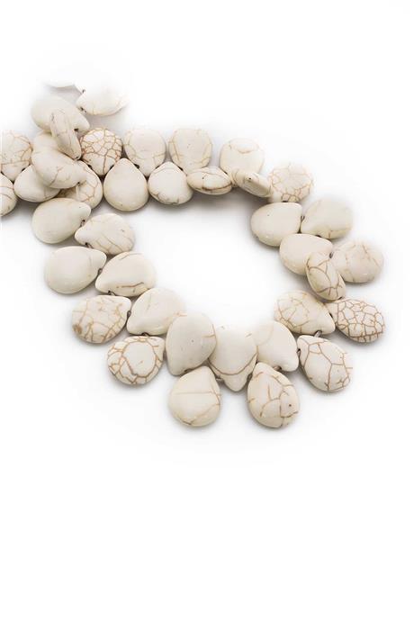 Sıkma Turkuaz Taşı Kesim Beyaz 19x14mm Beyaz Dizi