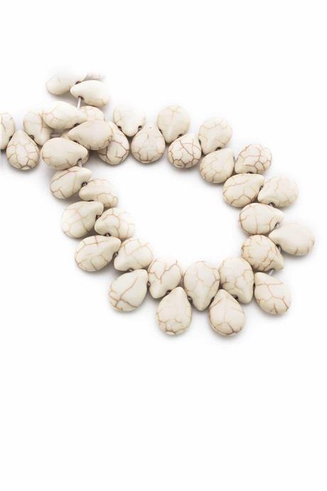 Turkuaz Sıkma Doğal Taş Parlak Beyaz Damla Kesim 14x10mm Dizi [B+]