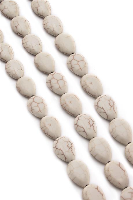 Sıkma Turkuaz Damla Kesim Beyaz 13x17mm Doğal Taş Dizi