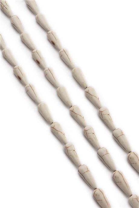 Sıkma Turkuaz Damla Kesim Beyaz 6x15mm Doğal Taş Dizi