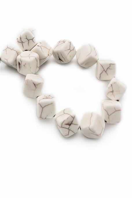 Turkuaz Taşı Dörtgen Kesim Parlak Beyaz 12x12mm Doğal Taş Dizi [B+]